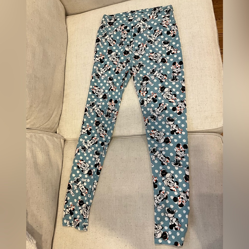 Women’s LuLaRoe Blue with White Polka Dot Minnie Mouse Leggings